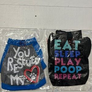 New, S/2 XS Born Bobe dog tees, one black, one blue and gray